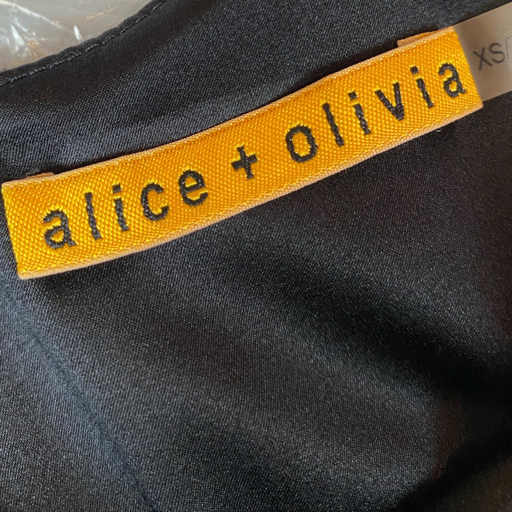 Alice + Olivia textured, layered, ruffled, black, empire waist, mini dress. XS